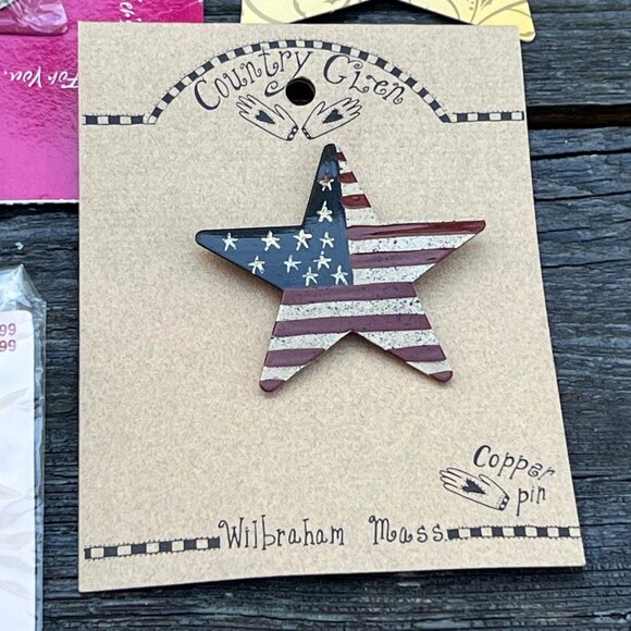 Vintage Lot Holiday Pins Hallmark Thanksgiving TURKEY Easter Bunny Star US Flag - Picture 6 of 9